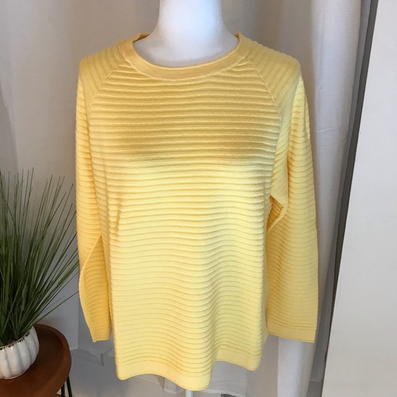 NWT CJ Banks Yellow Ribbed Pullover Sweater Sz X - Picture 1 of 7
